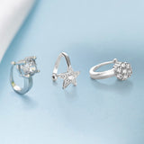 Set of 3 - Graceful Silver Nose Pins