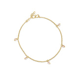 18k Gold Plated Freshwater Pearls Silver Anklet