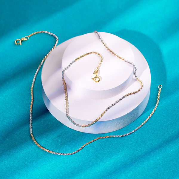 Classic Triple Tone Silver Rope Chain Anklet