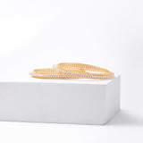 18k Gold Plated Silver Zircon Lattice Bangles - Set of 2