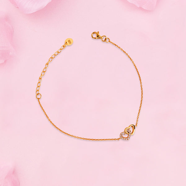 18k Gold Plated Silver Interwined Hearts Bracelet