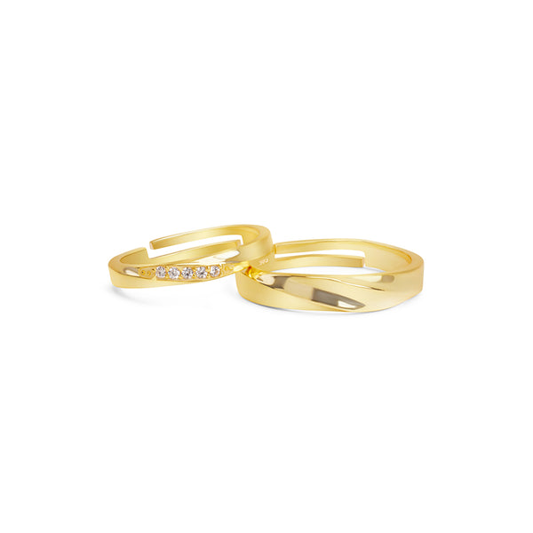 18k Gold Plated Love Knot Silver Couple Rings
