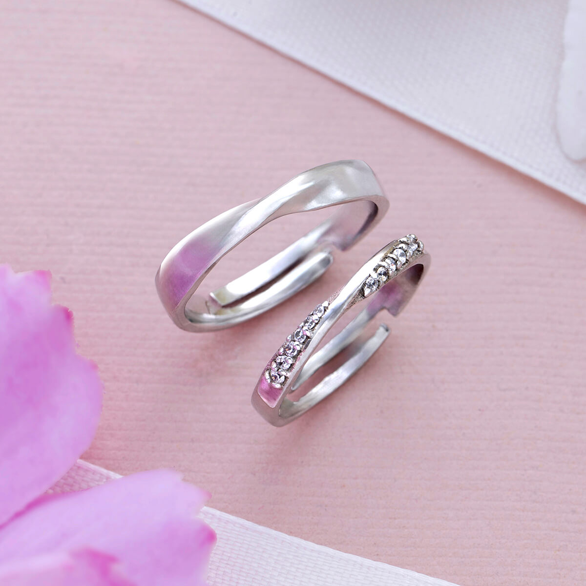 Buy Silver Minimal Forever Bond Couple Rings Online March
