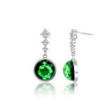 Green Dry Flower Silver Earrings