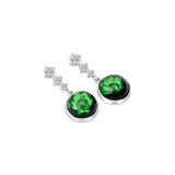 Green Dry Flower Silver Earrings