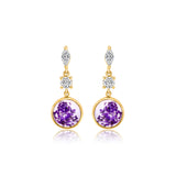 18k Gold Plated Silver Purple Dry Flower Earrings