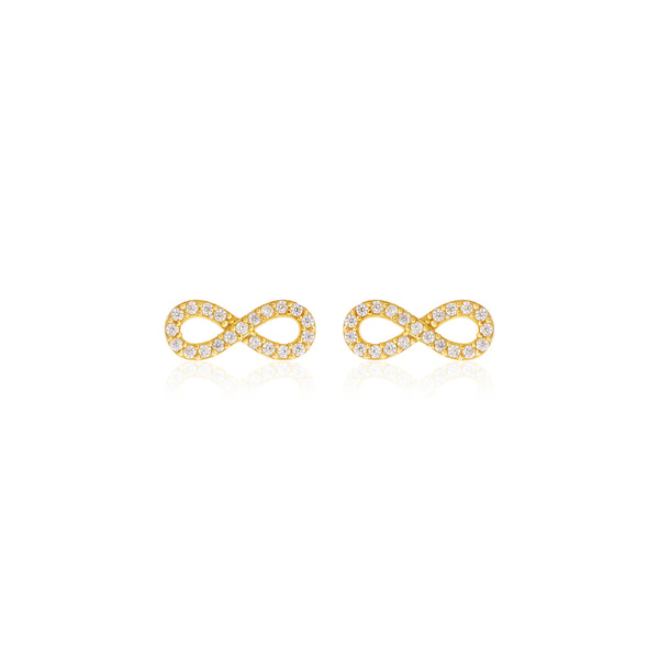 18k Gold Plated Silver Infinity Stud Earrings