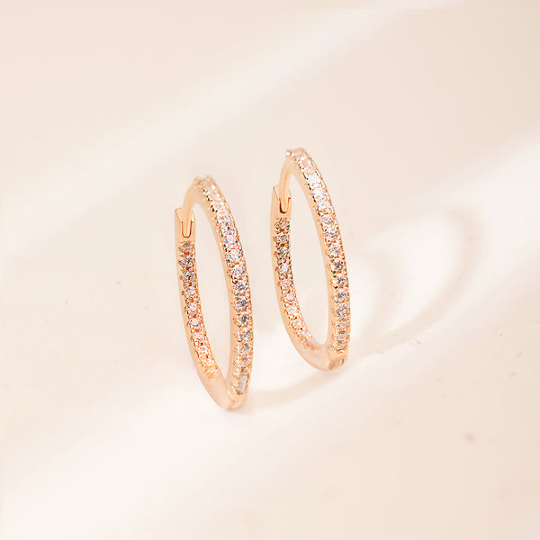 18K Rose Gold Plated Silver Zircon Hoops