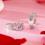 Silver Love Lock Couple Rings