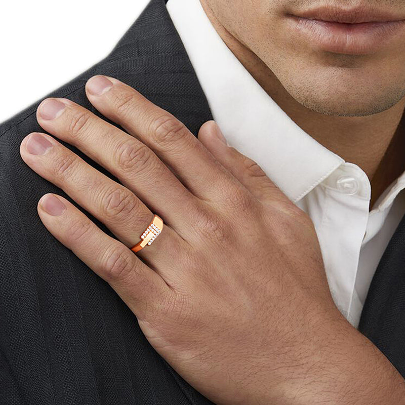 18K Gold Plated Silver Zircon Men's Ring