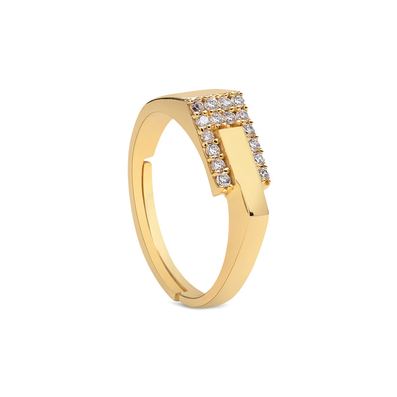 18K Gold Plated Silver Zircon Men's Ring
