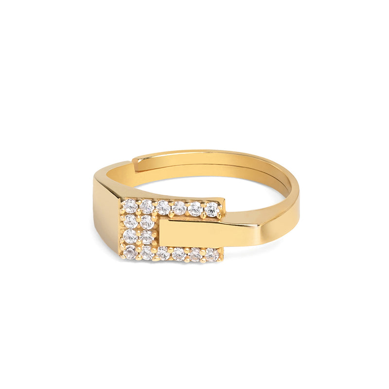 18K Gold Plated Silver Zircon Men's Ring