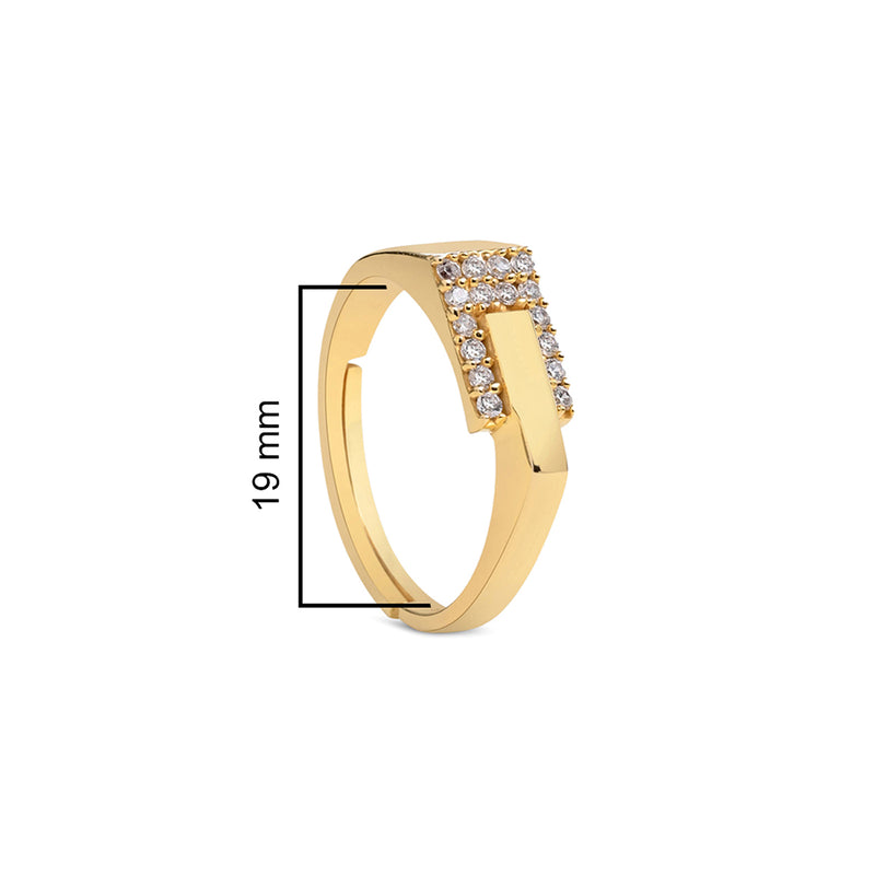 18K Gold Plated Silver Zircon Men's Ring