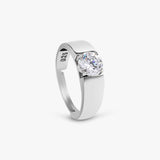 Silver Classic Solitaire Men's Ring