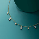 18k Gold Plated Silver Geometric Zircon Necklace