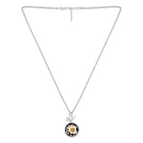 Silver Black & White Dry Flower Butterfly Necklace