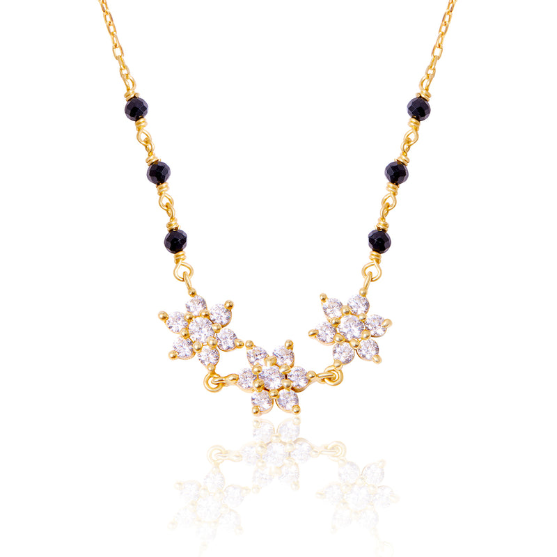 18k Gold Plated Star Studded Silver Mangalsutra