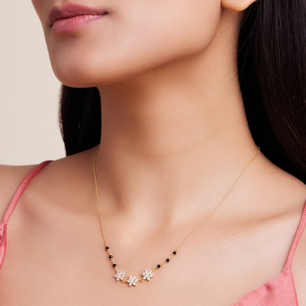 18k Gold Plated Star Studded Silver Mangalsutra