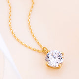 18K Gold Plated Silver Timeless Solitaire Necklace