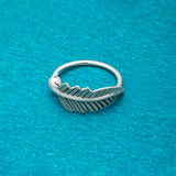 Silver Textured Leaf Nose Ring