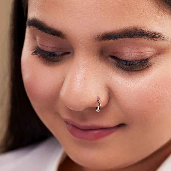 Oxidised Silver Coiled Nose Ring