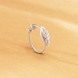 Silver Textured Leaf Everyday Nose Ring
