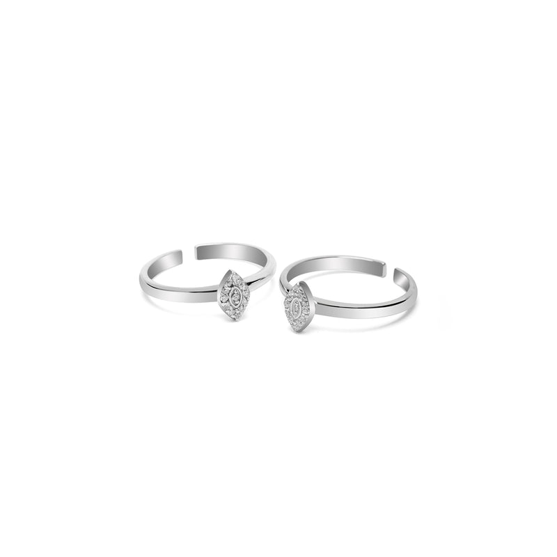 Oxidised Silver Zircon Studded Toe Rings