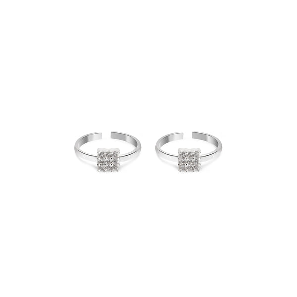 Silver Square Toe Rings