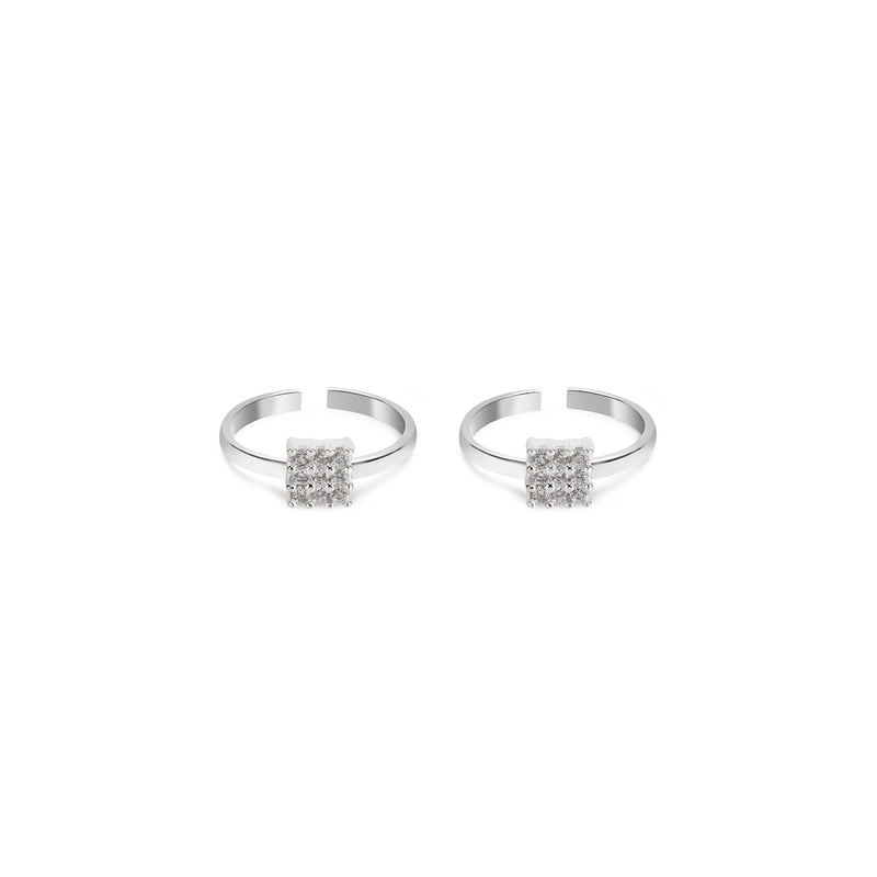 Silver Square Toe Rings
