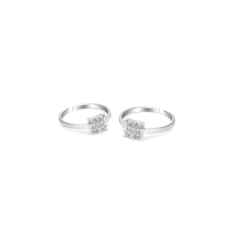Silver Square Toe Rings