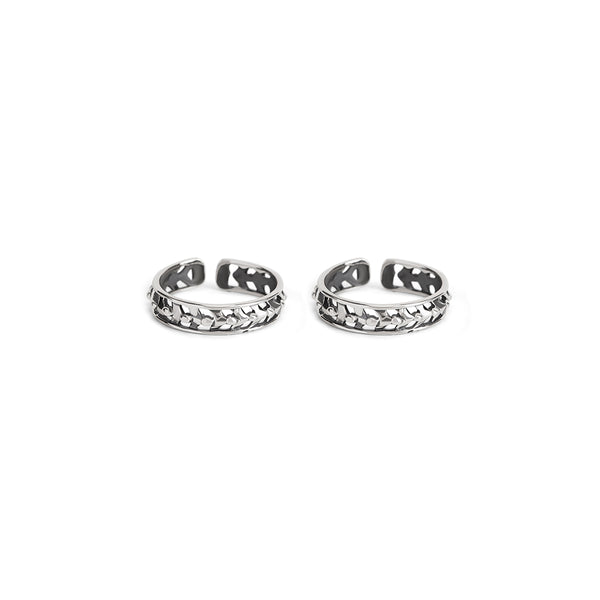 Silver Chevron Filigree Toe Rings