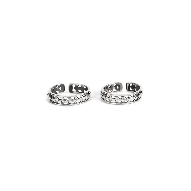 Silver Chevron Filigree Toe Rings