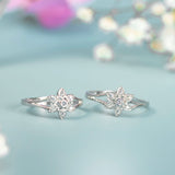 Silver Minimal Floral Zircon Toe Rings