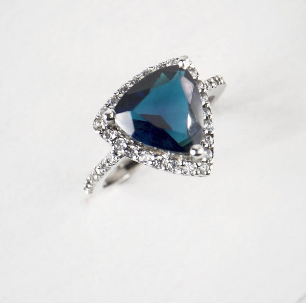 Statement Blue And White Silver Ring