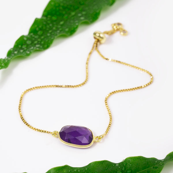 Amethyst Crystal Chain Bracelet
