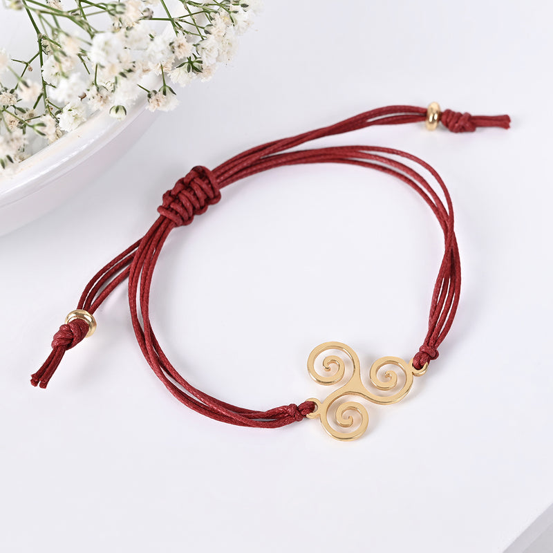 Gold Plated Motif Yarn Rakhi - Maroon
