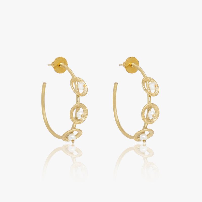 Circular Pearl Hoop Earrings
