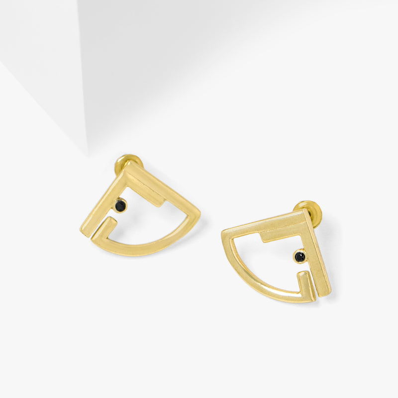 Black Zircon Triangle Earrings