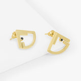 Black Zircon Triangle Earrings