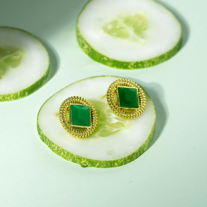 Emerald Green Crystal Twisted Wire Studs