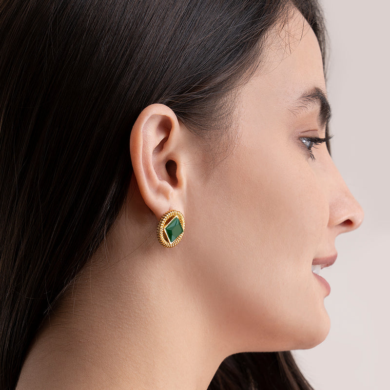 Emerald Green Crystal Twisted Wire Studs