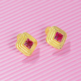 Ruby Red Crystal Rhomboid Studs