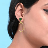 Emerald Green Crystal Polygon Danglers