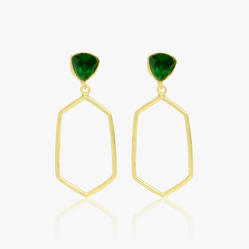 Emerald Green Crystal Polygon Danglers