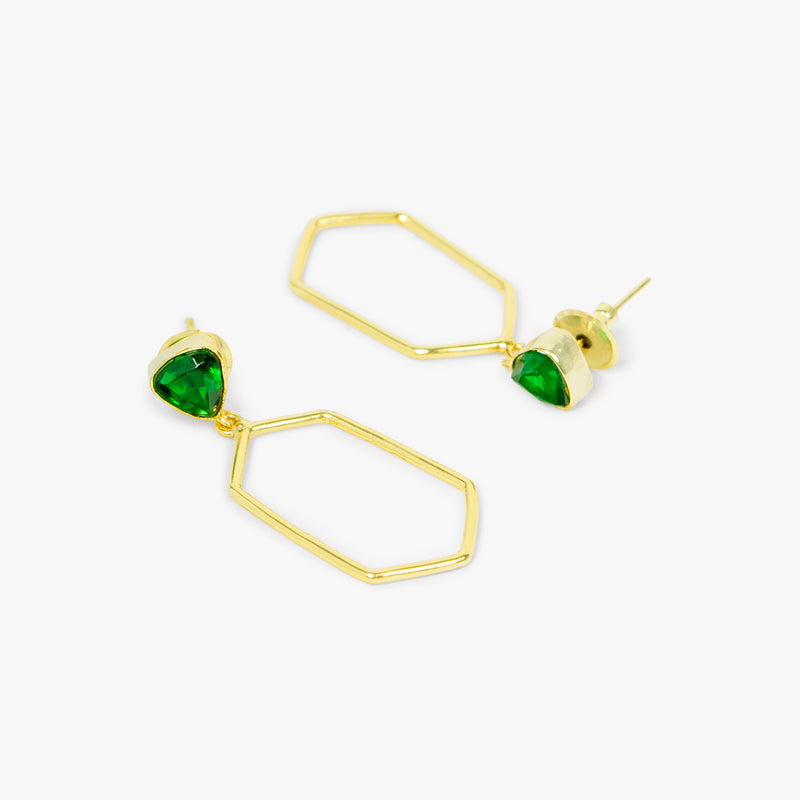 Emerald Green Crystal Polygon Danglers