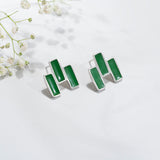 Green Enamel Geometric Studs