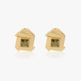 Peridot Green Crystal Square Studs