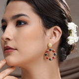 Blue & Red Quartz Spiral Earrings