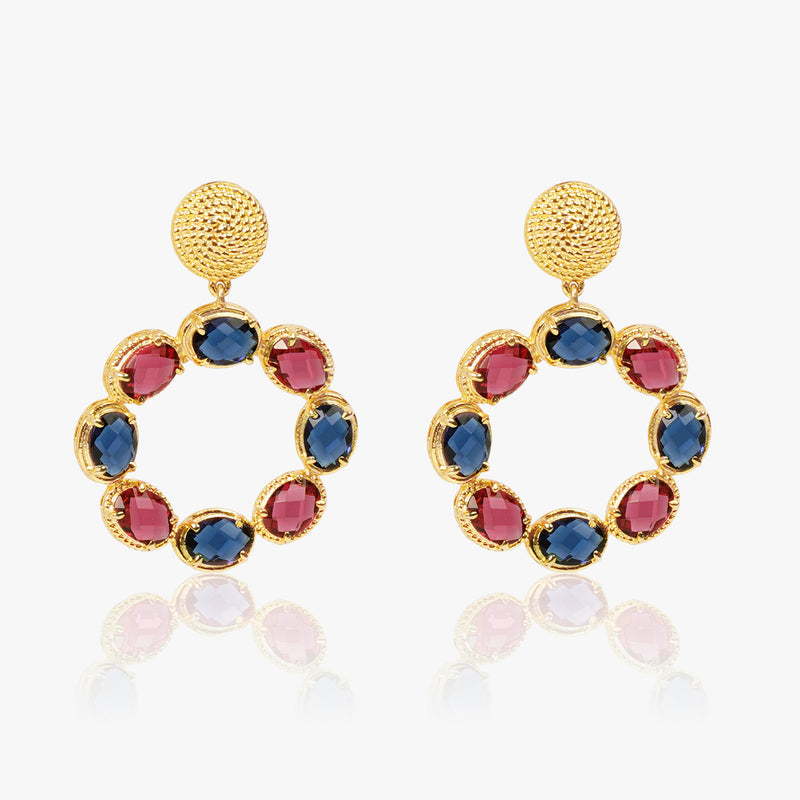 Blue & Red Quartz Spiral Earrings