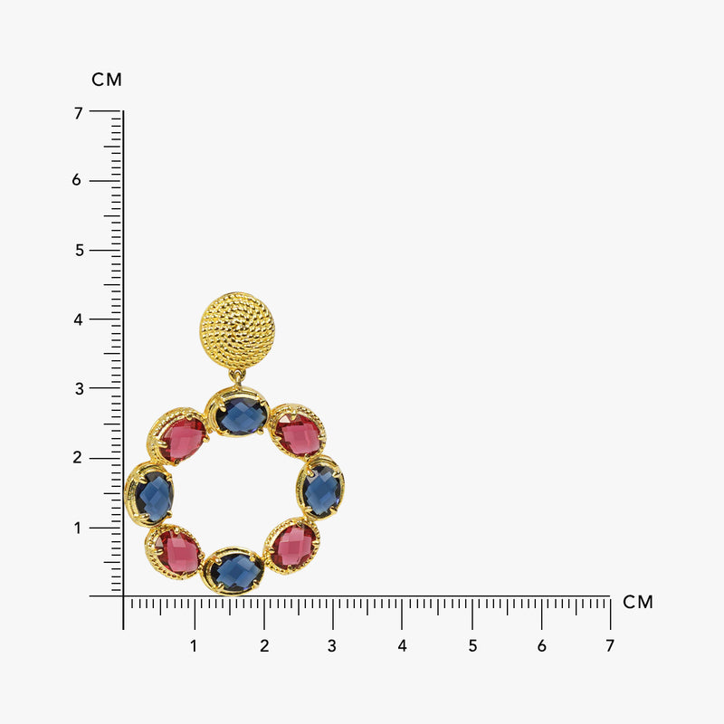 Blue & Red Quartz Spiral Earrings